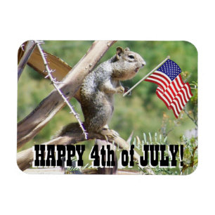 4th of July Squirrel Refrigerator Magnet