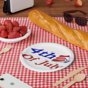 4th of July Star Stripes Paper Plate