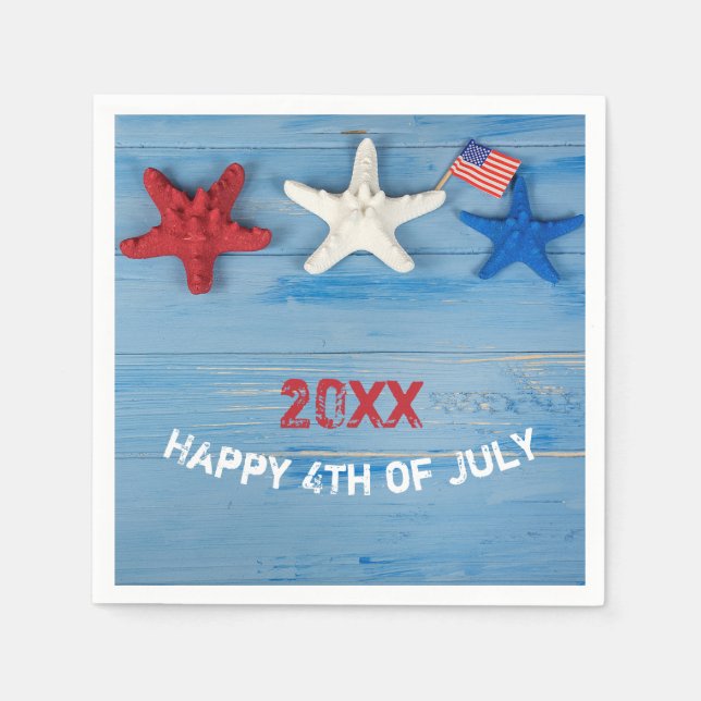 4th of July Starfish Napkin (Front)