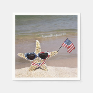 4th of July Starfish with American Flag Napkin