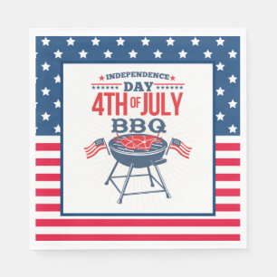 4TH of July Stars and Stripes BBQ  Napkin