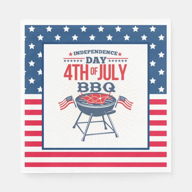 4TH of July Stars and Stripes BBQ  Napkin (Front)