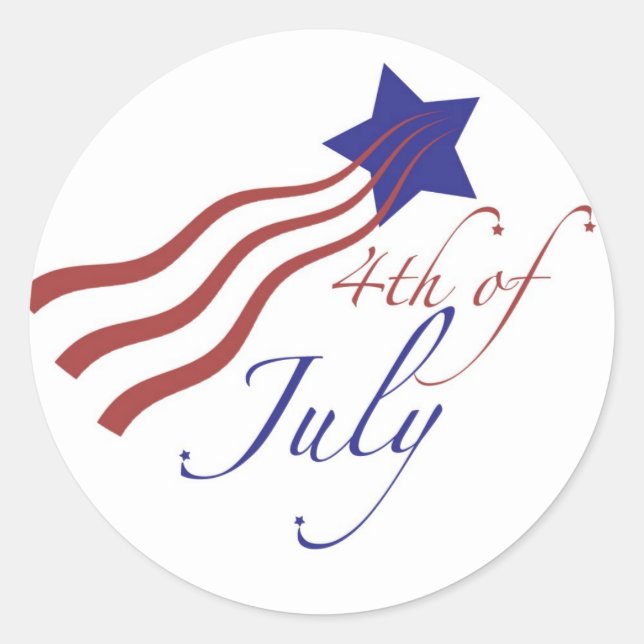4th of july stars and stripes classic round sticker (Front)