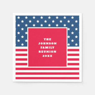 4TH of July Stars and Stripes Family Reunion Napkin