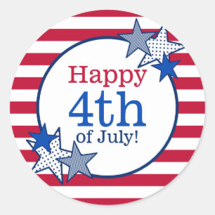 4th of July Stars and Stripes Modern Patriotic Classic Round Sticker