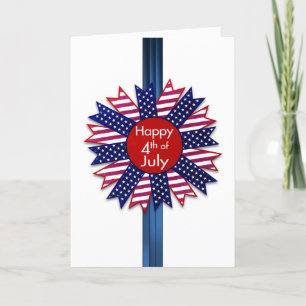4th of July, Stars and Stripes Ribbon, Patriotic Card