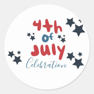 4th of July Stars BBQ Bubble Letter Classic Round Sticker