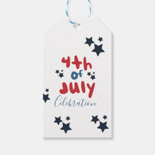  4th of July Stars BBQ  Party Hand Lettering Gift Tags