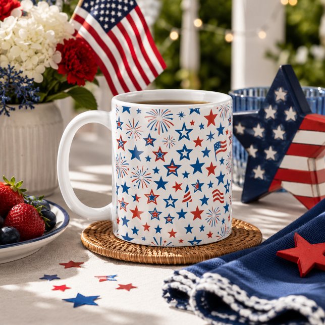 4th of July Stars & Fireworks Mug (Creator Uploaded)