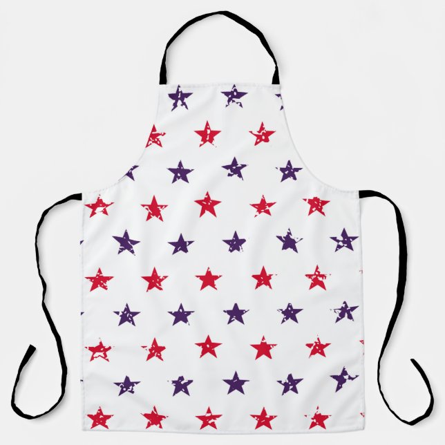 4th of July Stars Grunge Abstract Seamless Pattern Apron (Front)