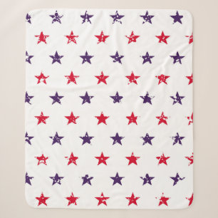 4th of July Stars Grunge Abstract Seamless Pattern Sherpa Blanket