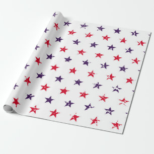 4th of July Stars Grunge Abstract Seamless Pattern Wrapping Paper