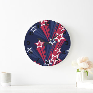 4th Of July Stars Large Clock