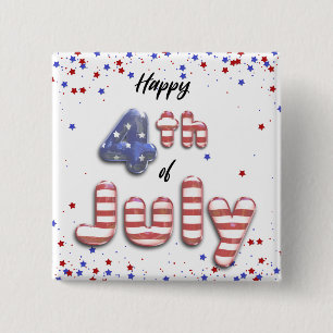4th of July Stars Stripes Foil Balloons 15 Cm Square Badge