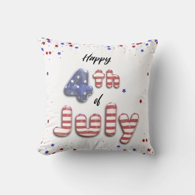 4th of July Stars Stripes Foil Balloons Cushion (Front)
