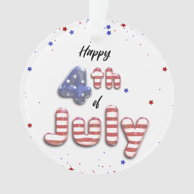 4th of July Stars Stripes Foil Balloons Ornament (Front)