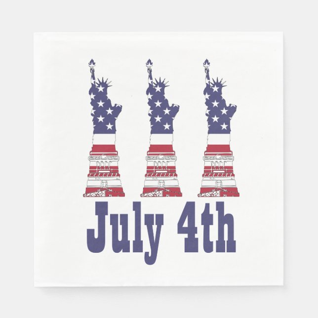 4th of July, Statue of Liberty, Flag Paper Napkins (Front)