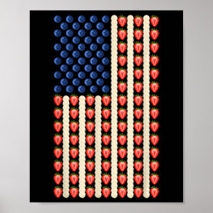 4th Of July Strawberry Jello Usa Flag Cake Men Wom Poster