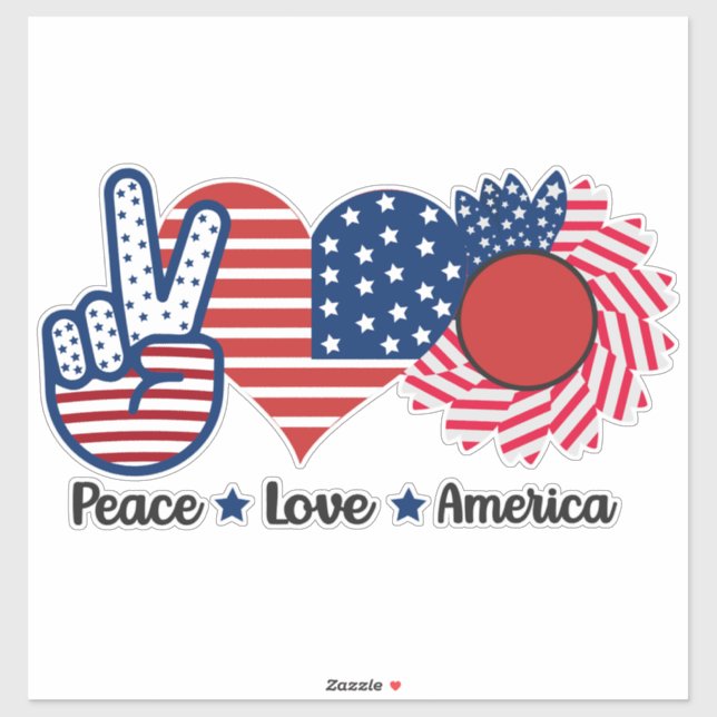 4th of July Sunflower Peace Love America Flag (Sheet)