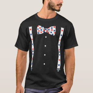 4th Of July Suspenders And Stars Bow Tie Boys T-Shirt