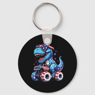 4th Of July T Rex Dino Trex Dinosaur Monster Truck Key Ring