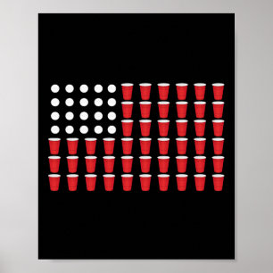 4th Of July T Shirt Gift Beer Pong American Flag D Poster