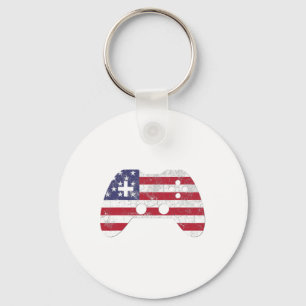 4th Of July T Shirt Video Game Gamer Kids Boys Men Key Ring