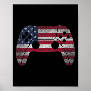 4th Of July T Shirt Video Game Gamer Kids Boys Men Poster