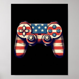 4th Of July T Shirt Video Game Kids Boys Men  Poster