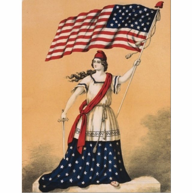 4th of July Table Centerpiece - PATRIOTIC SYMBOLS Standing Photo Sculpture (Front)