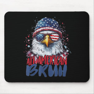 4th Of July Tee All American Bruh Eagle Kids Teen  Mouse Mat