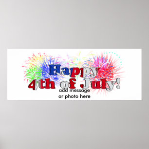 4th of July Text With Fireworks (1) Poster
