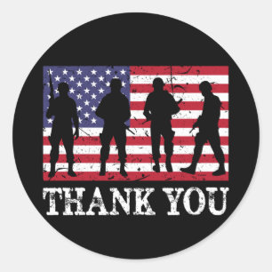 4th Of July Thank You Veteran Classic Round Sticker