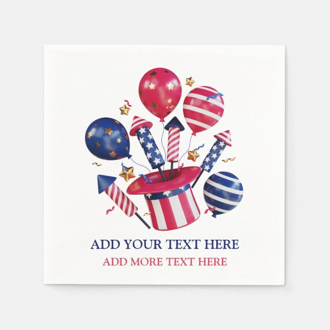 4th Of July Theme Napkin (Front)