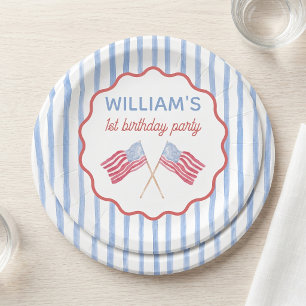 4th of July Themed Boy Birthday Paper Plates