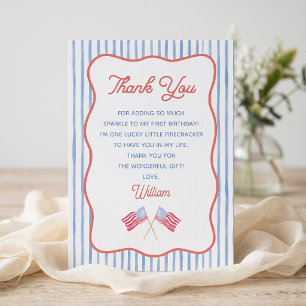 4th of July Themed Boy Birthday Thank You Card