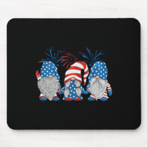 4th Of July Three Gnomes American Gnome Independen Mouse Mat