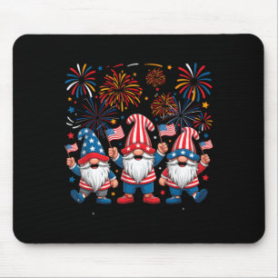 4th Of July Three Gnomes Celebrating USA Mouse Mat