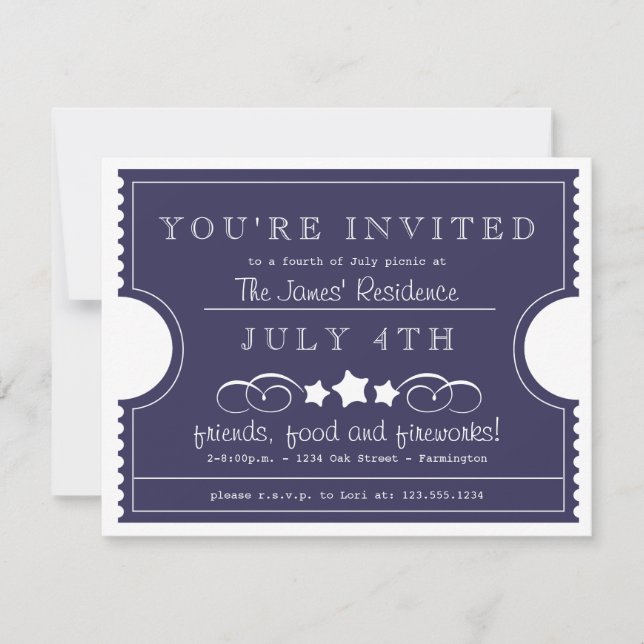 4th of July Ticket Invitation (Front)