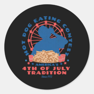 4th Of July Tradition Hot Dog Eating Contest Funny Classic Round Sticker