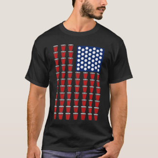 4th Of July Trendy Red Solo Cup Beer Pong USA Flag T-Shirt