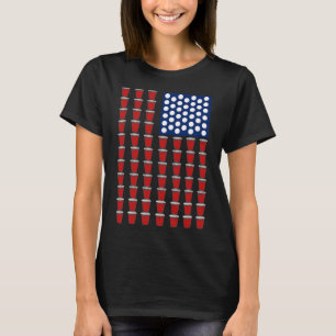4th Of July Trendy Red Solo Cup Beer Pong Usa Flag T-Shirt