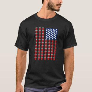 4th Of July Trendy Red Solo Cup Beer Pong USA Flag T-Shirt