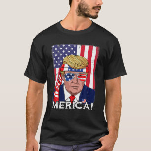 4Th Of July Trump Merica USA Flag Patriotic T-Shirt