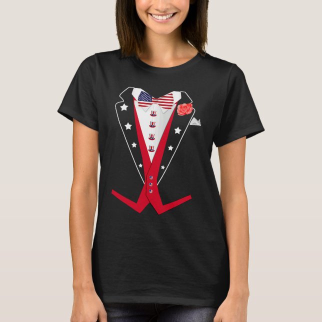 4th of July Tuxedo  American Patriotic Suit Boy Me T-Shirt (Front)