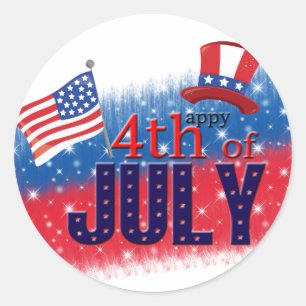4th of July typography Classic Round Sticker
