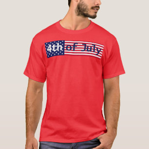 4th of July Typography on Stars and Stripes T-Shirt