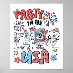 4th Of July Ultrasound Tech Girly Sonographer Tech Poster