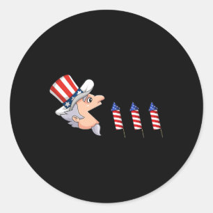 4th Of July Uncle Sam American Fireworks Fun Boys Classic Round Sticker