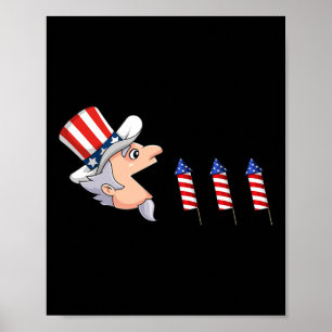 4th Of July Uncle Sam American Fireworks Fun Boys  Poster